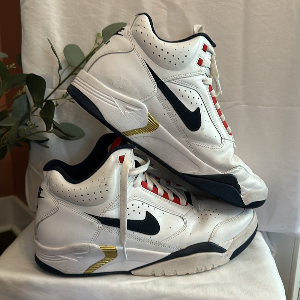 Nike Air Flight white red blue gold men’s lite 12 lace up Olympic mid sneakers - Picture 16 of 16